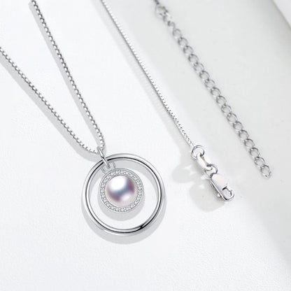 Pearl Necklace for Women – 925 Sterling Silver Pendant Necklace, Elegant Jewelry Gift for Mom, Daughter, Niece – Birthday or Christmas Present
