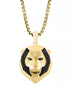 EFFY® Men’s Black Spinel Lion Head Pendant Necklace – 14K Gold-Plated Sterling Silver, 22” Chain