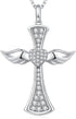 Angel Wing Cross Necklace for Women 925 Sterling Silver Infinity Cross Pendant Cross Jewelry for Women with Gift Box, Chain 18 Inch