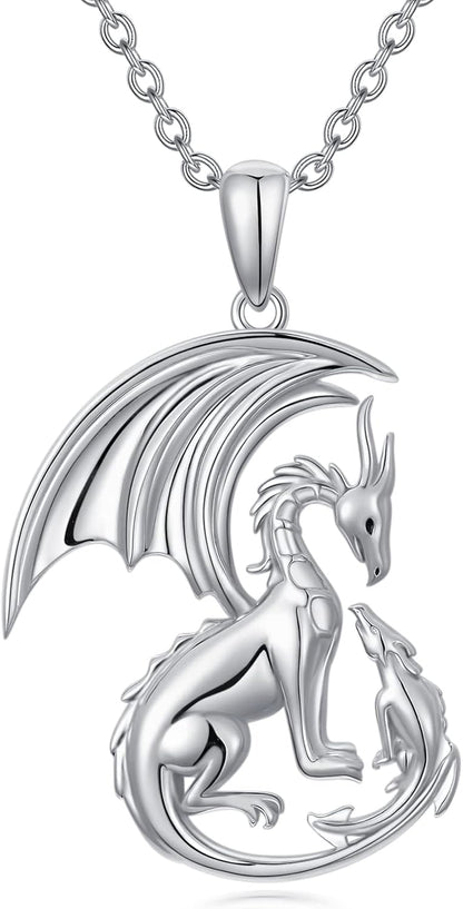 925 Sterling Silver Dragon Necklace – Cute Animal Jewelry Gift for Women &amp; Mothers