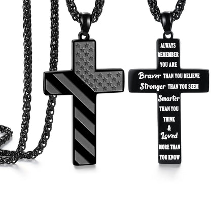 Cross Necklace for Teen Boys &amp; Men – Christian Pendant Chain Gift for 16-Year-Old Son, Boyfriend, Husband