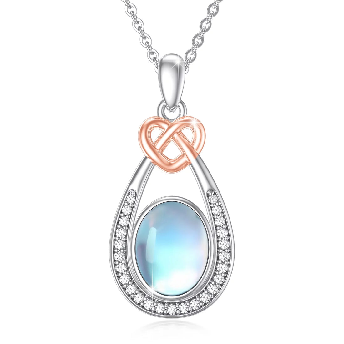Moonstone Teardrop Necklace – 925 Sterling Silver Pendant for Women, Mom, Daughter, Niece, Wife – Birthday Jewelry Gift