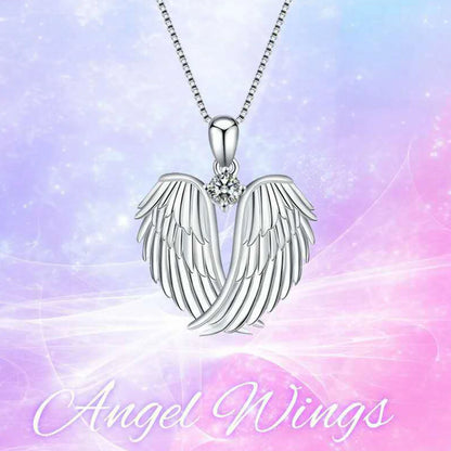 Clearance! Angel Wings Necklace for Women – 925 Silver Guardian Pendant with Birthstone – Meaningful Jewelry Gift