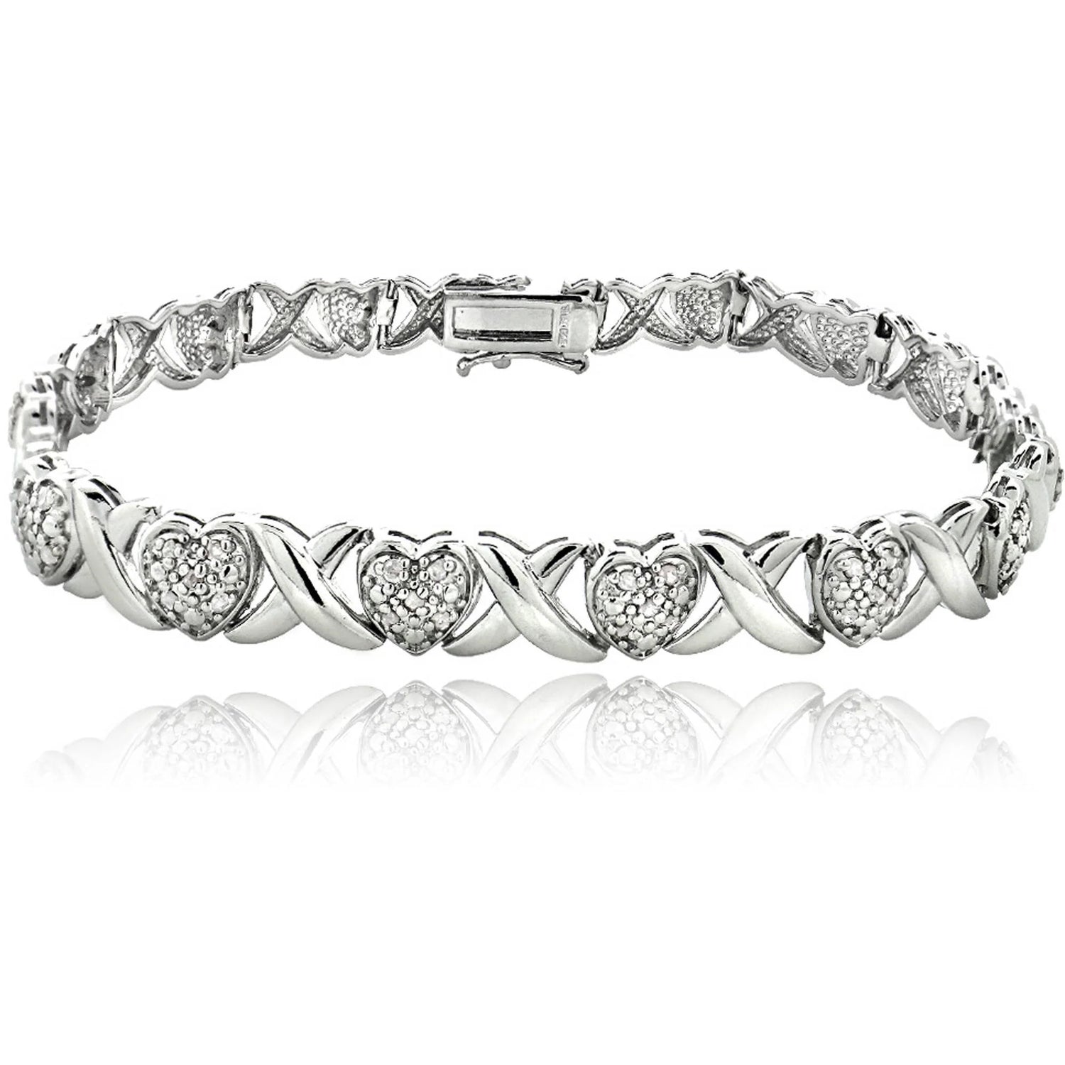Gold Tone 1/2 Ct Diamond X &amp; Heart Bracelet for Women – Romantic Sparkle