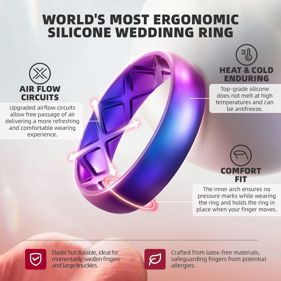 Women’s Silicone Anniversary Rings – 5.5mm Wide, 2mm Thick Flexible Rubber Bands for Workout &amp; Everyday Wear