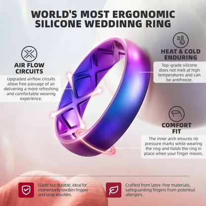 Women’s Silicone Anniversary Rings – 5.5mm Wide, 2mm Thick Flexible Rubber Bands for Workout &amp; Everyday Wear