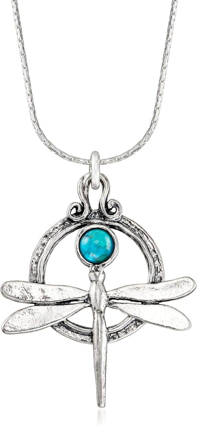 Sterling Silver Turquoise Dragonfly Pendant Necklace – Nature-Inspired Jewelry for Women