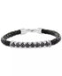 EFFY® Men’s Black Spinel Woven Black Leather Bracelet (1/6 Ct. T.W.) in Sterling Silver