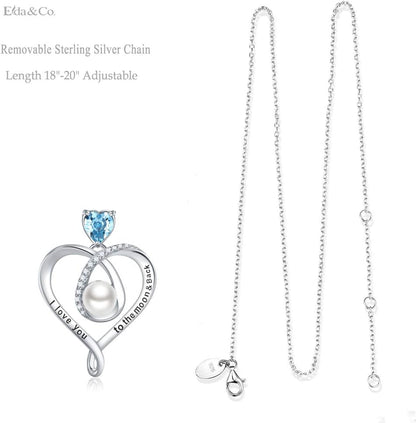 🎁 Birthday Gifts for Women – October &amp; November Birthstone Necklace | Pink Tourmaline, Blue Opal, Citrine Jewelry | “I Love You” Necklace in 100 Languages | 925 Sterling Silver