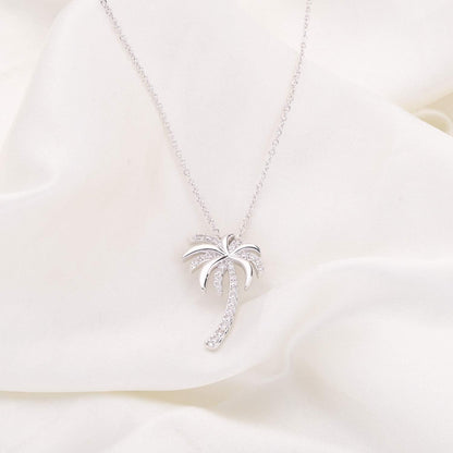 Tropical Beach Palm Tree Pendant Necklace – CZ Crystal Hawaii Bridal Jewelry | Beach Wedding &amp; Bridesmaid Gift