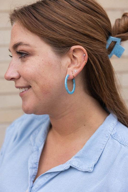 Camy Hoops – Vibrant Turquoise Hoop Earrings, Lightweight &amp; Stylish