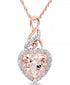 Morganite & Diamond Heart Swirl Pendant Necklace in 10K Rose Gold