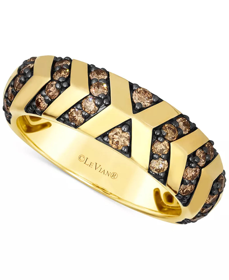 Chocolatier® Men’s Chocolate Diamond Chevron Band in 14K Gold (3/4 Ct. T.W.)