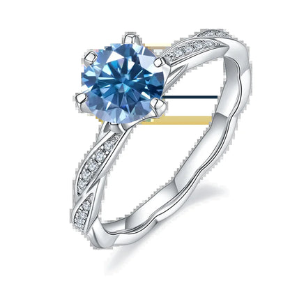 6.5mm 1.0Ct Pink, Blue, or Yellow Moissanite Ring – 925 Sterling Silver Wedding &amp; Engagement Ring for Women