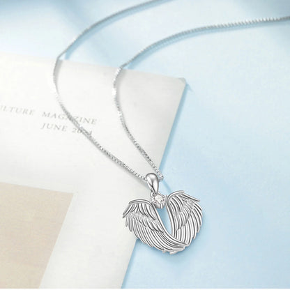 Clearance! Angel Wings Necklace for Women – 925 Silver Guardian Pendant with Birthstone – Meaningful Jewelry Gift