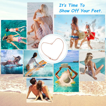 🌹 Rose Gold Plated Heart Anklet for Women