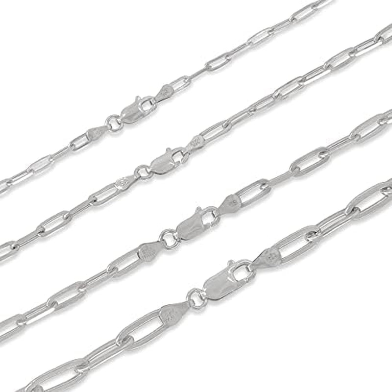 Pori Jewelry Sterling Silver Paperclip Chain Necklaces – Multiple Sizes &amp; Lengths (16&quot; to 36&quot;)