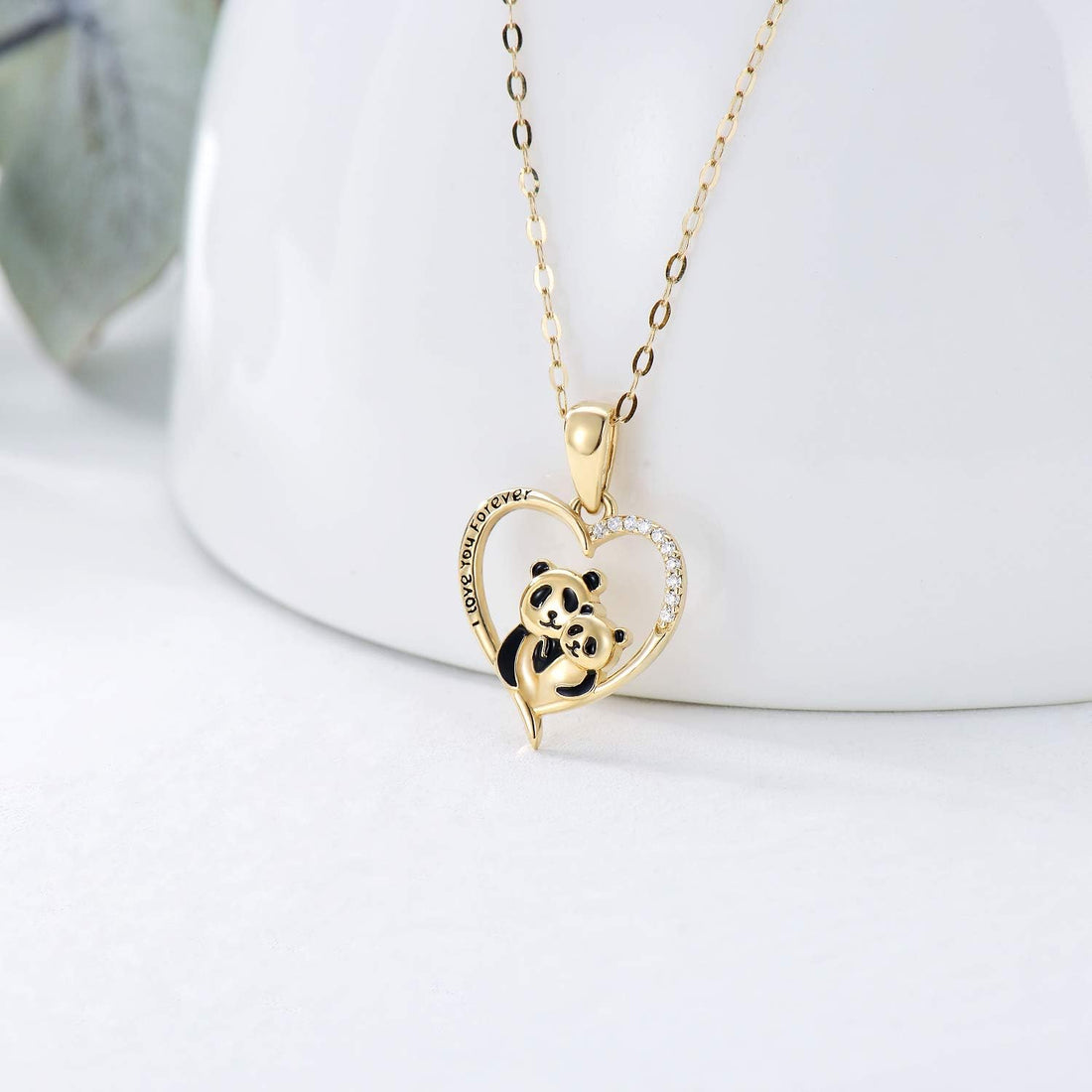 14K Solid Gold Panda Pendant Necklace for Women – Yellow Gold Jewelry Gift for Her