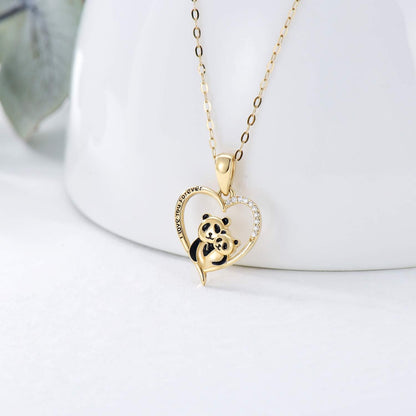 14K Solid Gold Panda Pendant Necklace for Women – Yellow Gold Jewelry Gift for Her