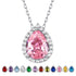 Created Diamond October Tourmaline Teardrop Birthstone Pendant Necklace – Women’s Sterling Silver CZ Jewelry Gift