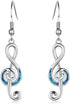 Opal Dangle Drop Earrings – 18K White Gold Plated, Note/Bar/Cat Gemstone Design for Women & Girls