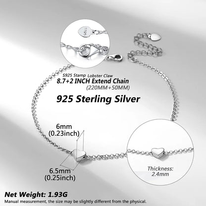 Silver Heart Anklet for Women