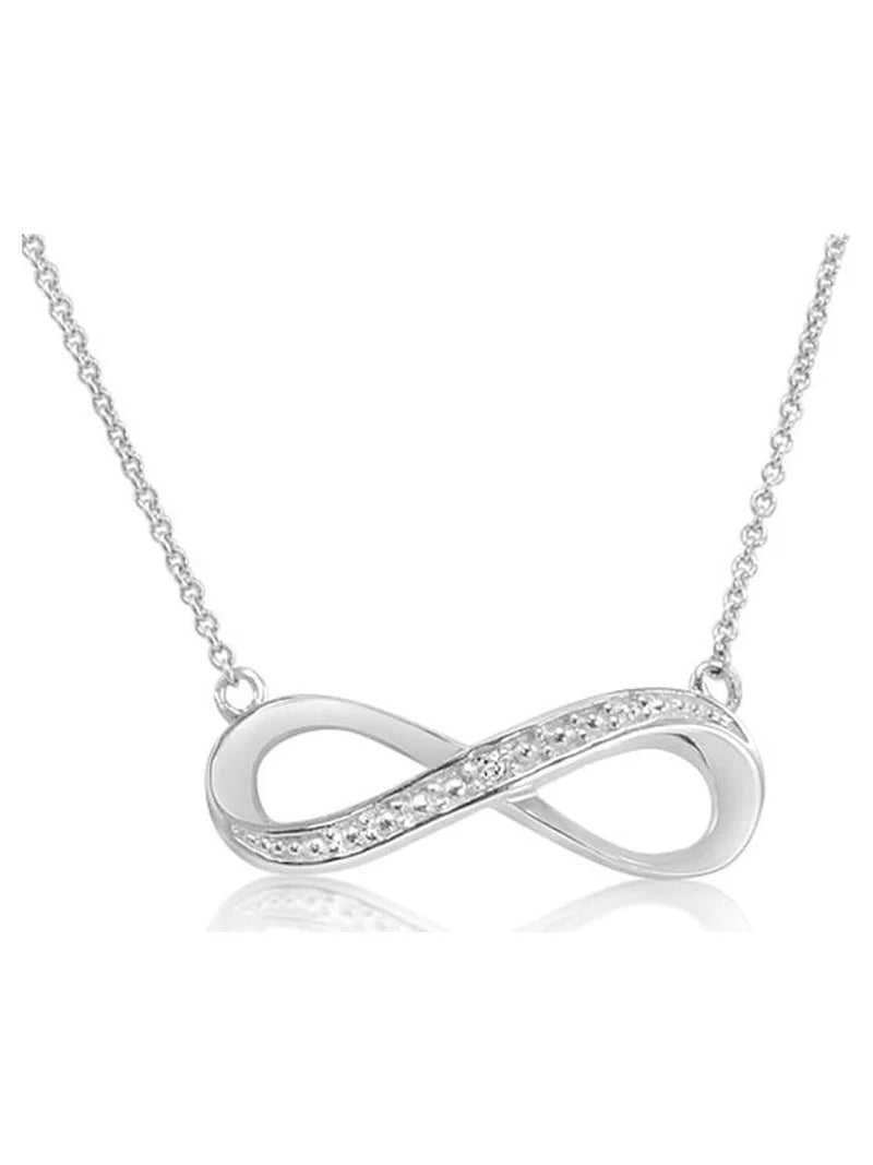 Diamond Infinity Necklace for Women – 925 Sterling Silver with Genuine Diamond, 18-Inch Chain, Amanda Rose Collection Gift Box
