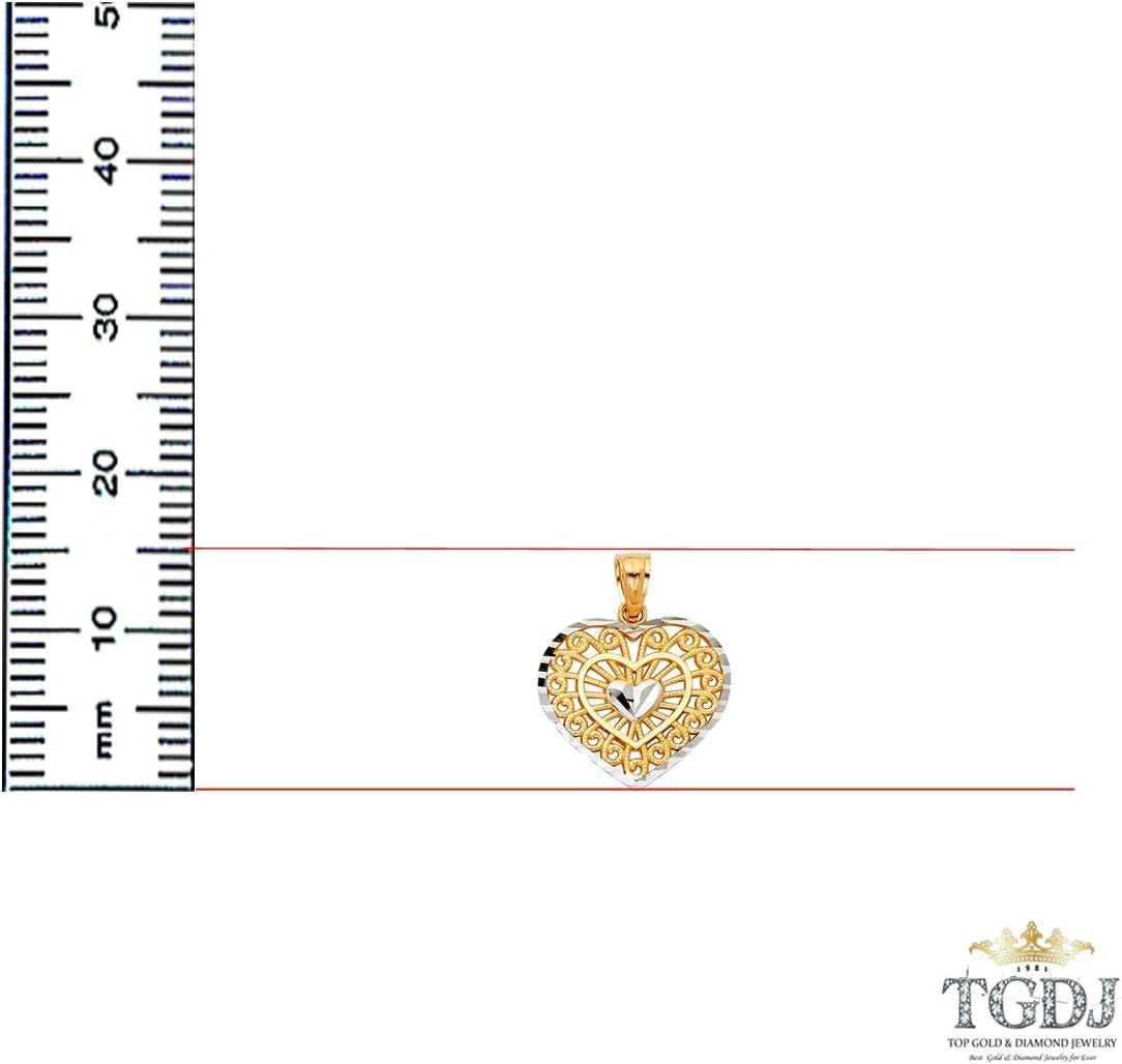 14K Two-Tone Gold Heart Charm Pendant – Real Gold Elegance