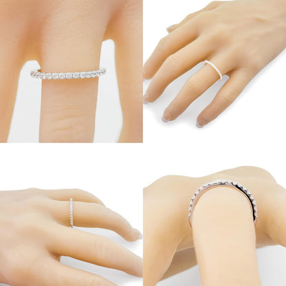 Wedding Band with Cubic Zirconia – 925 Sterling Silver, 10K &amp; 14K Gold Half Eternity Stackable Anniversary Ring, Sizes 4-12