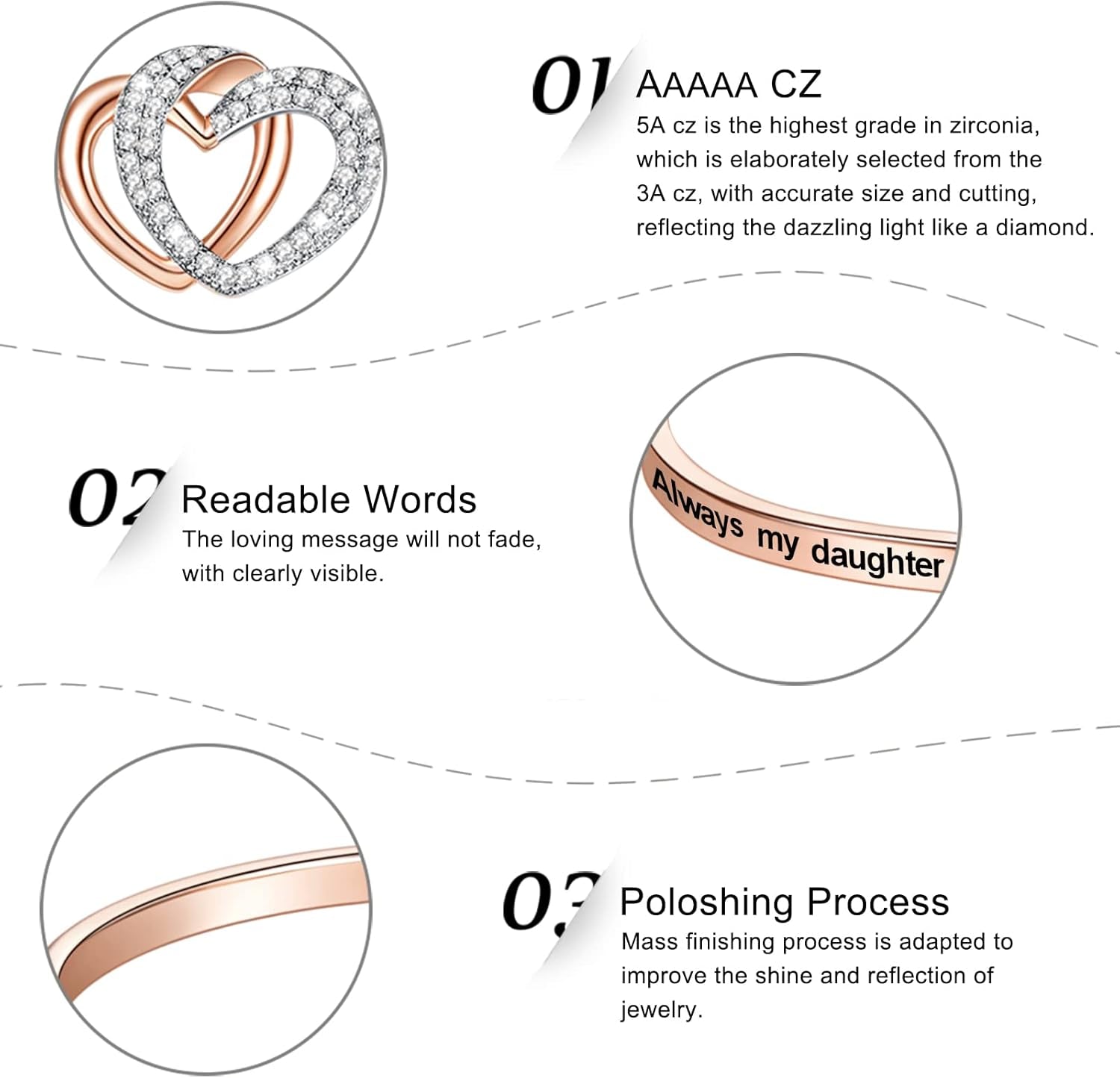 “Badass Daughter” Inspirational Bangle Bracelet – Mother &amp; Father to Daughter Gift for Birthday, Christmas, or Wedding