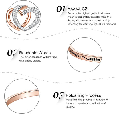 “Badass Daughter” Inspirational Bangle Bracelet – Mother &amp; Father to Daughter Gift for Birthday, Christmas, or Wedding