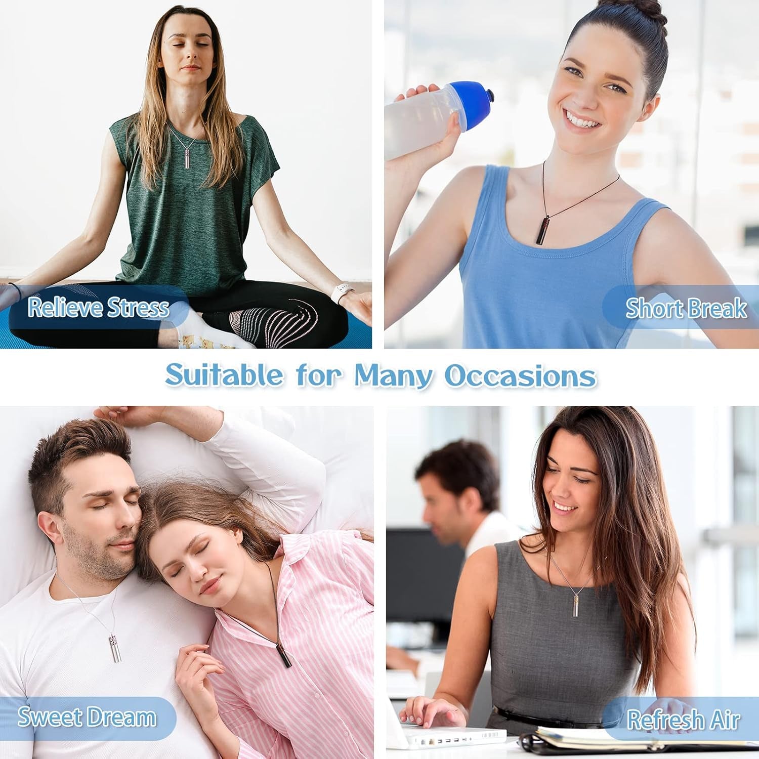 2PCS Essential Oil Diffuser Necklaces for Women – Stainless Steel Aromatherapy Pendant Lockets with 20 Felt Pads | Mother&