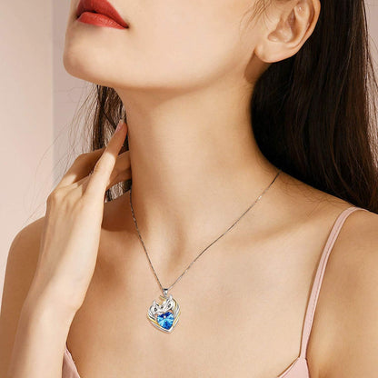 Sterling Silver Animal Crystal Necklaces – Wolf, Dragon, Narwhal, Unicorn &amp; Fox Jewelry Gift for Women