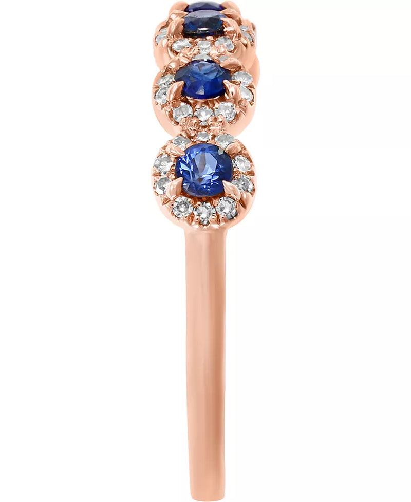 Sapphire &amp; Diamond Cluster Band – 1/3 Ct. T.W. Sapphire, 1/6 Ct. T.W. Diamonds, 14K Rose or White Gold