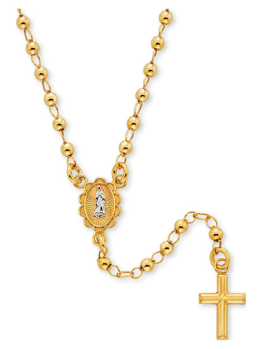 14K Gold Plated Sterling Silver Beaded Rosary Necklace for Girls – Faith Jewelry Gift