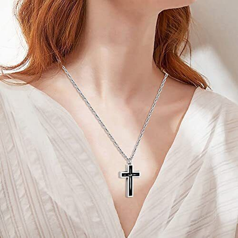 Cross Ashes Necklace – Cremation Memorial Jewelry for Human Ashes