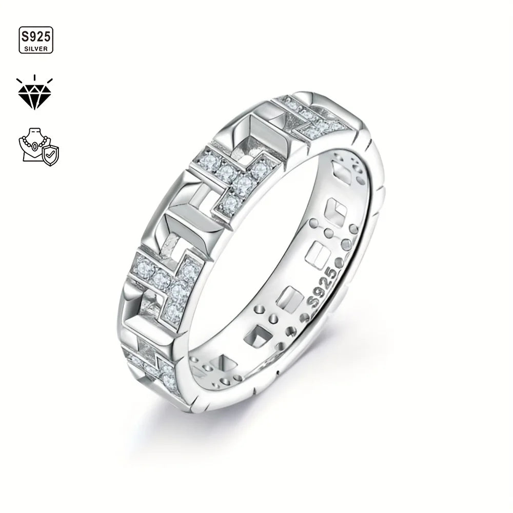 💎 3.7 Carat Moissanite Eternity Ring – Unisex S925 Sterling Silver T-Ring