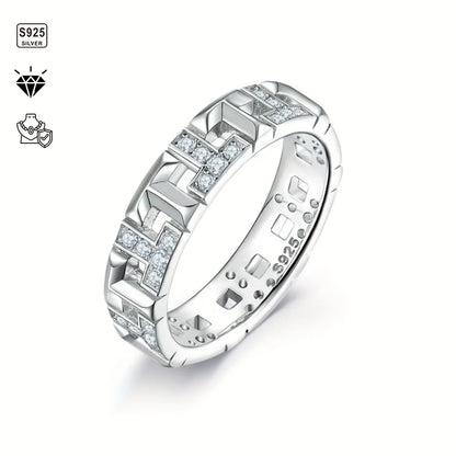 💎 3.7 Carat Moissanite Eternity Ring – Unisex S925 Sterling Silver T-Ring
