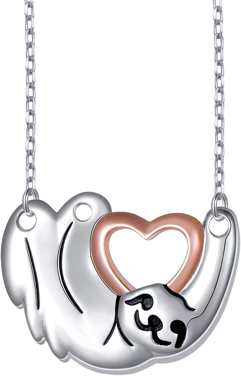 925 Sterling Silver Cute Animal Sloth Jewelry Set – Heart Earrings, Bracelet, Ring &amp; Pendant Necklace Gift for Women &amp; Teens