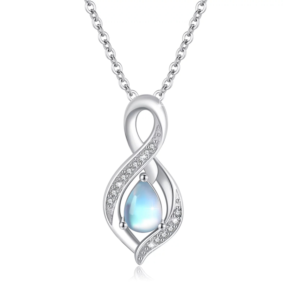 Moonstone Pendant Necklace for Women – 925 Sterling Silver, 18K White Gold Plated – Elegant Jewelry Gift for Mom, Wife, Daughter