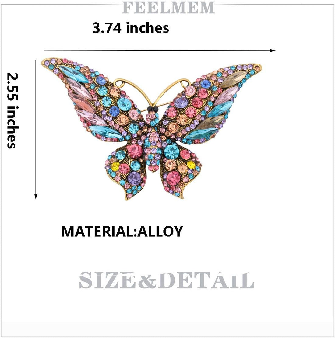 💎 Crystal Rhinestone Butterfly Brooch Pin – Blue Elegant Butterfly Brooch for Women | Wedding, Banquet &amp; Birthday Party Jewelry Accessory