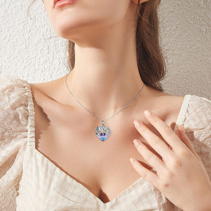 Purple Heart &amp; Horse Pendant Necklace – Sterling Silver Animal Lover Gift for Her