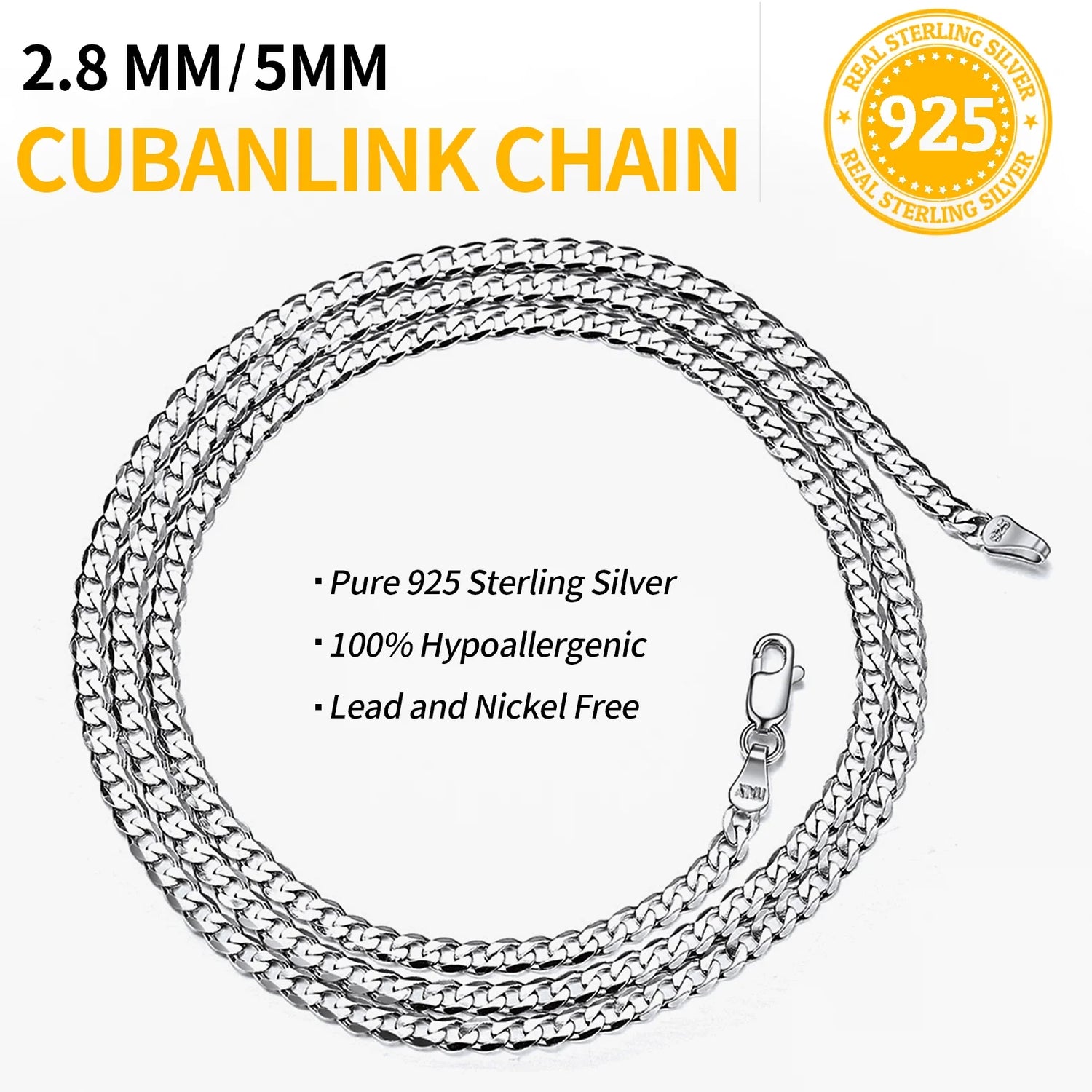 Italian S925 Sterling Silver 3mm Figaro Chain Necklace – Unisex Jewelry Gift for Men &amp; Women, Ideal for Birthdays, Anniversaries &amp; Special Occasions