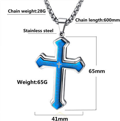 Mens Cross Pendant Necklace Large Stainless Steel Cross Pendant Necklace for Men Women