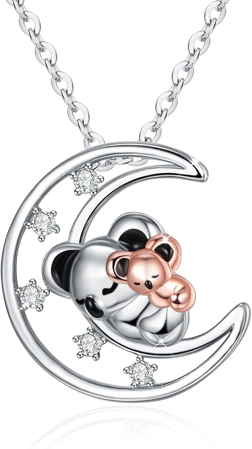 Mother Daughter Koala Bear Necklace – 925 Sterling Silver Animal Pendant Jewelry Gift for Women &amp; Girls