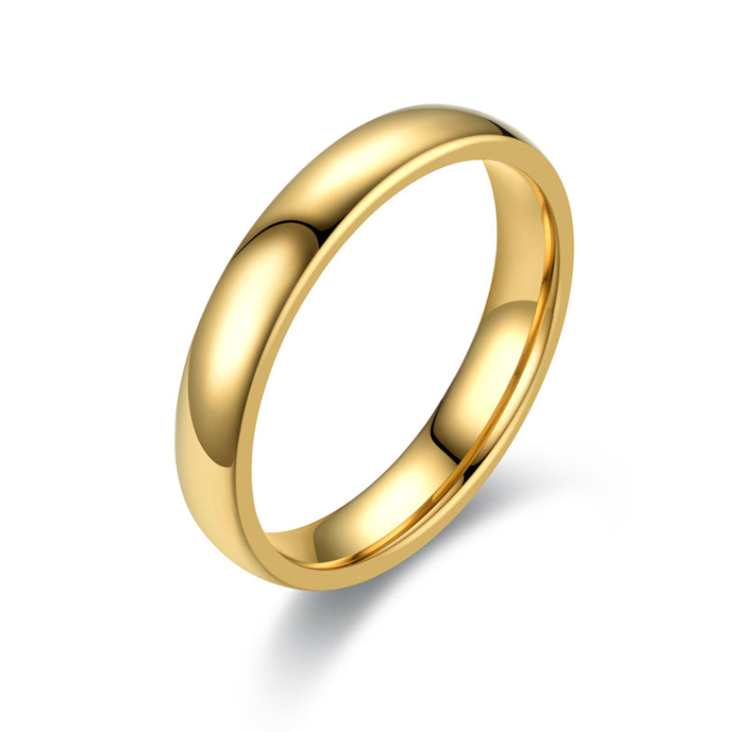 4MM Silver/Gold Plated Stainless Steel Wedding Band Ring – Unisex Sizes 3-13