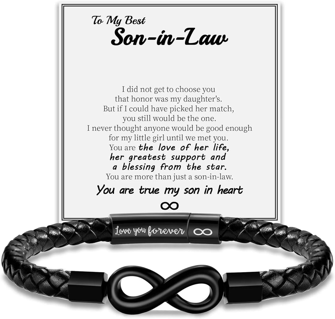 Leather Bracelet for Men &amp; Teens – Engraved Infinity Knot “Love You Forever” Gift for Son, Dad, Grandpa, Husband