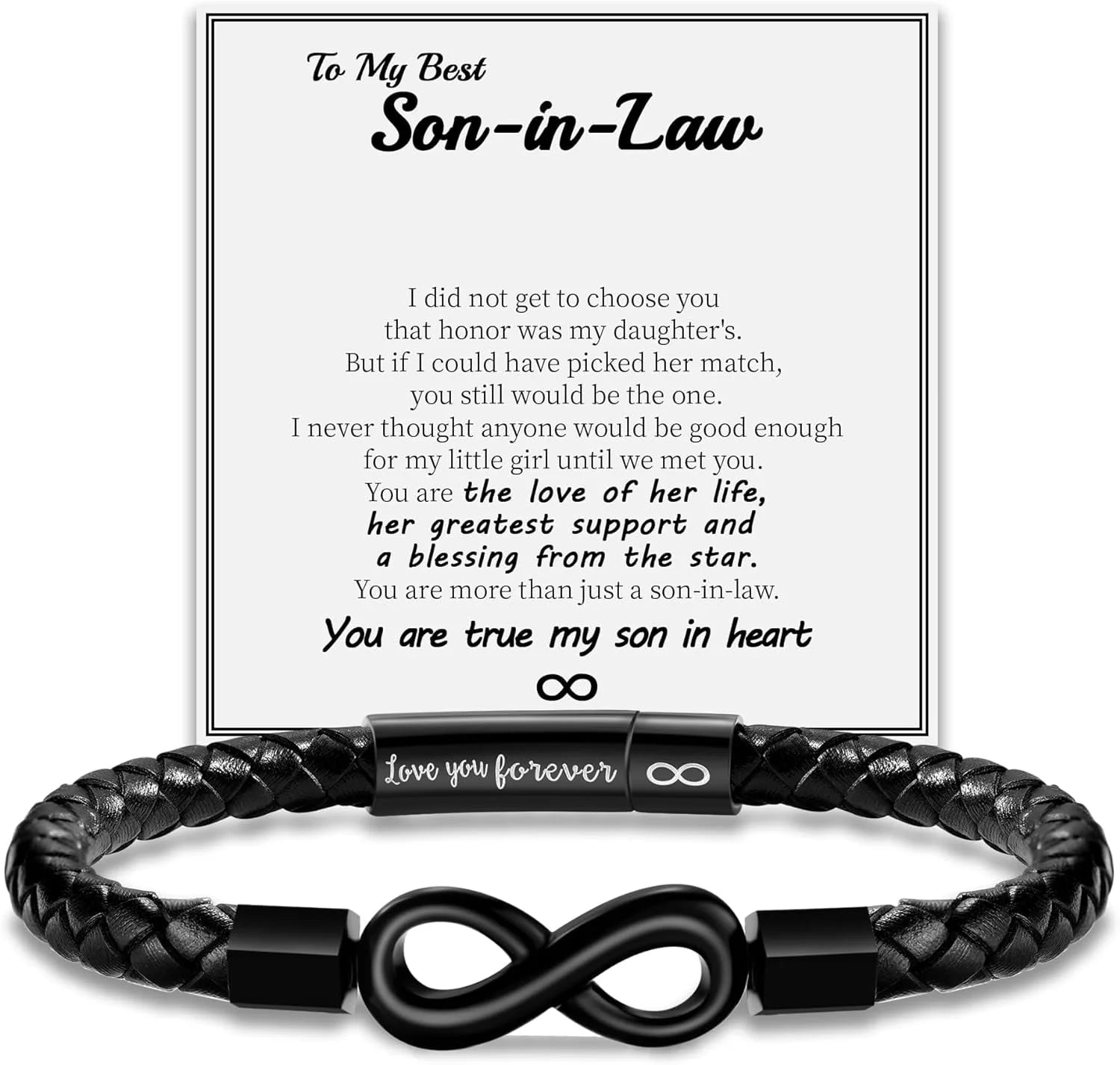 Leather Bracelet for Men &amp; Teens – Engraved Infinity Knot “Love You Forever” Gift for Son, Dad, Grandpa, Husband