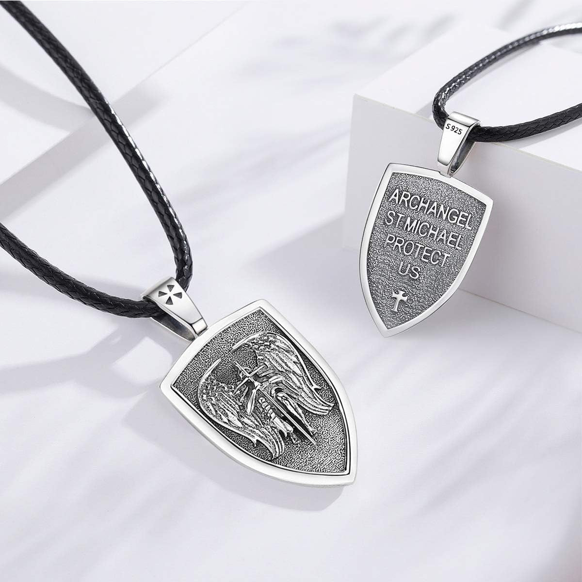 Saint Necklace Sterling Silver 925 – Protection Jewelry Pendant for Men &amp; Women