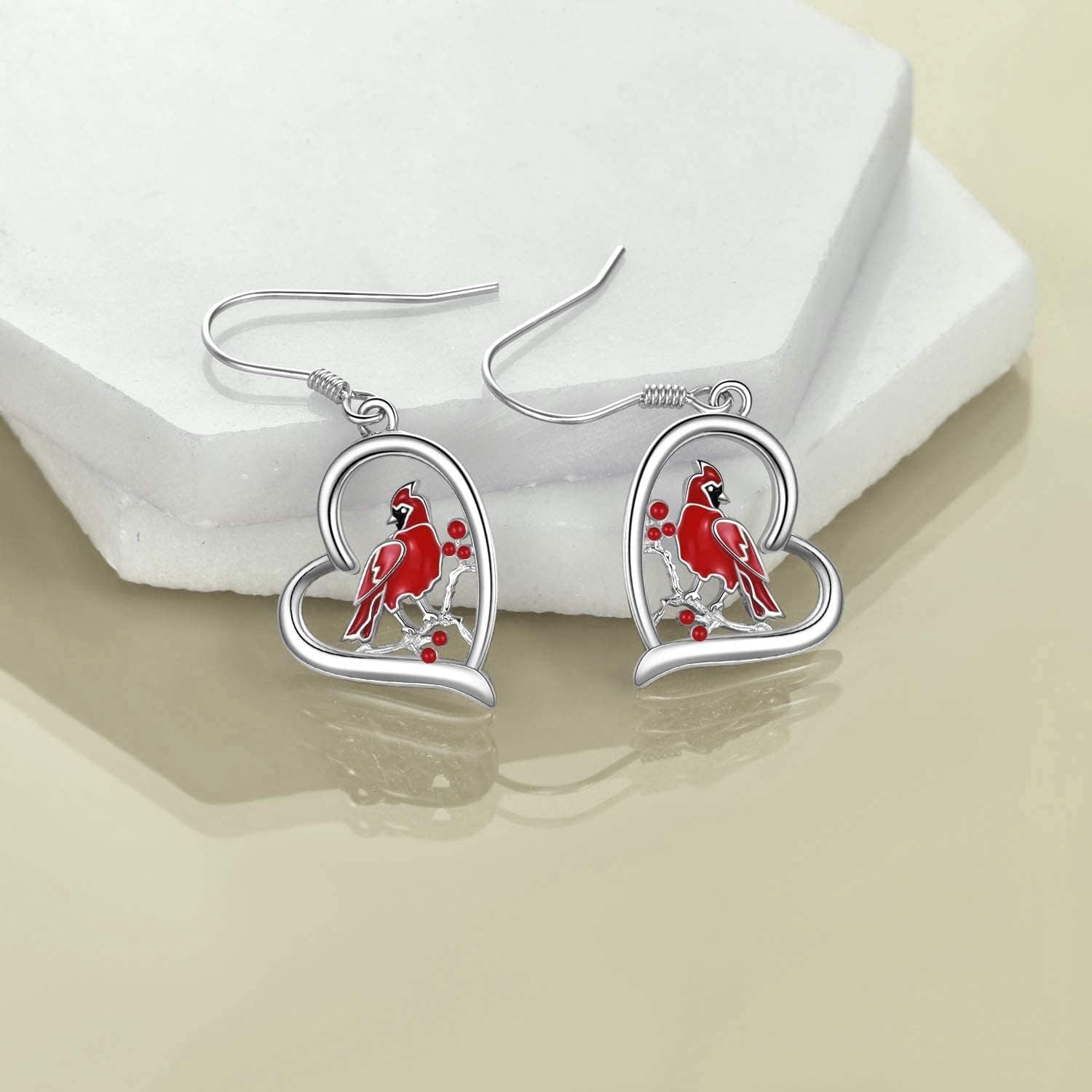 Cardinal Dangle Earrings – Sterling Silver Animal Jewelry Gift for Women